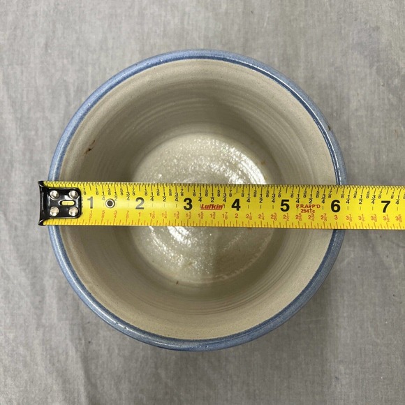 Vintage Red Wing Stoneware Small Bowl Crock Blue Rim 4" Tall 6" Farmhouse FS - Picture 9 of 10